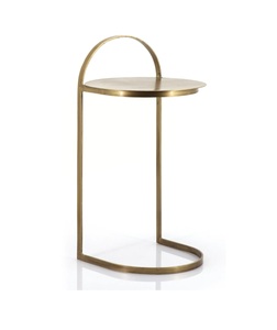 Table d'appoint décorative en métal Finition brillante Table d'appoint à dessus arrondi pour bureau à domicile Chambre à coucher Hôtel - Product Image 1