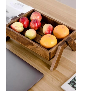 Plateau de présentation de fruits en bois naturel Plateau de service rustique Plateau de décoration de table de cuisine en bois fait à la main d'Inde - Product Image 3