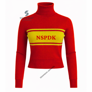 Suéter de cuello alto de punto para mujer NSPDK Sorority, jersey casual de cuello simulado, suéter cálido de cuello polo - Product Image 1