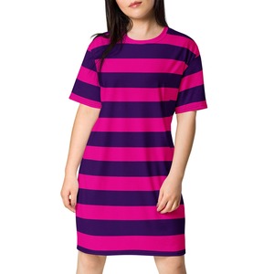 Women <b>Striped</b> Dress Short Sleeve Dress Crew Neck Summer Midi Dress for Casual Daily - Product Image 1