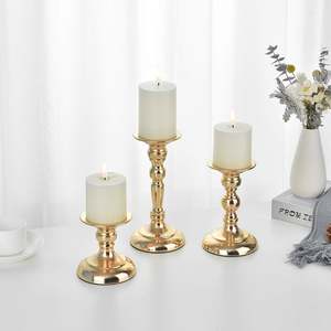 Juego de portavelas de metal elegante con candelero de cristal y madera para decoración del hogar, centros de mesa de boda, soportes - Product Image 4