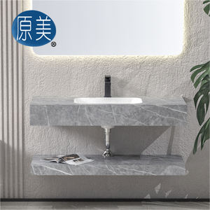 Meubles <span class=keywords><strong>de</strong></span> salle <span class=keywords><strong>de</strong></span> bain suspendus <span class=keywords><strong>de</strong></span> luxe, nouvelle conception, vente en gros, pas cher, vasque en pierre frittée, <span class=keywords><strong>meuble</strong></span>-lavabo en marbre - Product Image 2