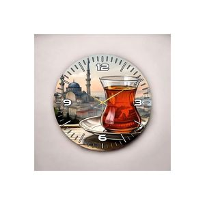 Colorful Istanbul Tea Pattern Wooden Table <b>Wall</b> <b>Clock</b> <b>50cm</b> Silent Gift with Number - Product Image 3