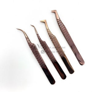 Pince à cils en or rose plasma brillant Diamond Grip Logo personnalisé Pince à épiler en extension de cils à pointe pointue - Product Image 6