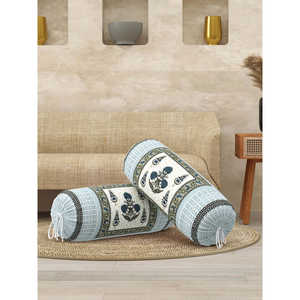 Rajasthani luxe Style décontracté main bloc impression coton traversin couverture à la main 2 poignées couleur ouverte 27-2 pièces ensemble grands sacs à main - Product Image 2