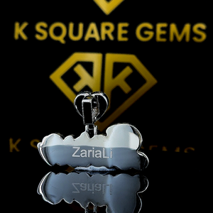 Pendentif Hip Hop personnalisable en argent 925 pour homme, avec moissanite brillante taille ronde et lettres personnalisées pour enfant - Product Image 2