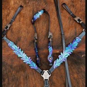 Ensemble de clous de cheval Western de luxe Design Premium Headstall Collier de poitrine pour l'équitation Ensemble complet de chevaux de trait - Product Image 1