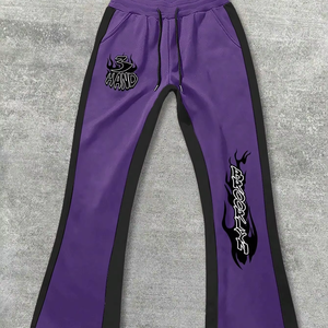 Pantalon de survêtement décontracté à blocs de couleurs pour hommes avec impression de lettres grande taille à capuche coupe décontractée taille avec cordon de serrage réglable pour l'hiver - Product Image 1