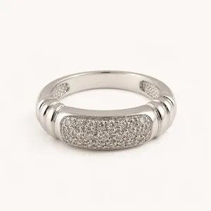 Bague Aurielle Pav - Bague en or véritable 18 carats et platine avec pierre précieuse, certifiée IGI, clarté VS, bague de promesse - Product Image 4