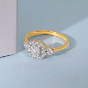 Bague en or massif 18 carats de luxe avec halo de diamants en forme de plaque miracle pour femmes, élégante bague de fiançailles, bijoux d'anniversaire, fournisseur - Product Image 3