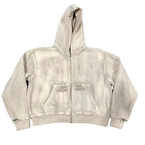 Sudadera con Capucha de Estilo Urbano, Fabricada Profesionalmente en Fábrica, Diseño Desgastado, Vintage, para Hombre, Talla Grande, con Lavado Ácido - Product Image 6