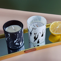 Pot en verre imprimé noir et blanc bougie parfumée boîte-cadeau paquet simple bougie en cire de soja
