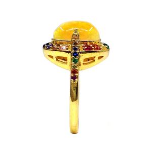 Bague en argent sterling 925 avec opale et multicolores, plaquée or - Product Image 3