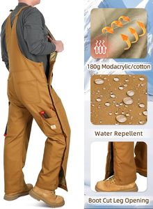 ชุดเอี๊ยมเป็ดหุ้มฉนวนของผู้ชายสำหรับฤดูหนาวมีซิปที่ขาแผ่นรองเข่าด้านหน้าแบบเปิดทรงหลวมสำหรับฤดูหนาว - Product Image 2