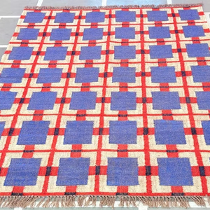 Handmade Wool Kilim Rug Geometric Pattern Washable & Pet-Friendly Flat Pile Home Decor for Living Room wool area ethnic Carpet - Product Image 1
