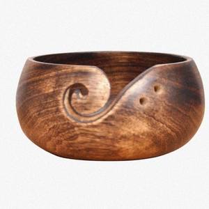 Lieu de fil fait à la main en bois de rose sculpté à la main bol multi-usages artisanat cuisine stockage ou bol de fil en bois - Product Image 1