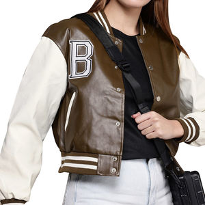 Mayorista OEM Top Trending Logotipo personalizado 100% Algodón Fleece Recortada Mujeres Varsity Chaquetas 2025 Señoras Chaquetas universitarias - Product Image 1