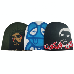 Bonnet en tricot Jacquard personnalisé avec broderie 3D imprimé animal Y2K Streetwear chapeau d'hiver en acrylique doux casquette de mode design unisexe - Product Image 2