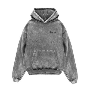 Sweat à capuche uni surdimensionné à épaules tombantes, sweat à capuche délavé à l'acide, sweat à capuche unisexe de haute qualité pour hommes - Product Image 1