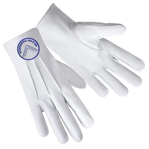 Maçons Gants en coton maçonnique Carré mince et boussole Brodé à la machine - Product Image 1