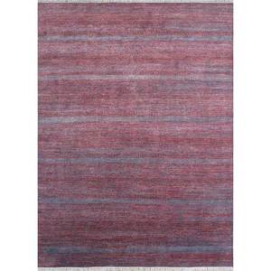 Alfombra Kairos a Rayas Tejida a Mano de Lana y Viscosa Gris y Negra - para Decoración del Hogar Skwv-26 - Product Image 1