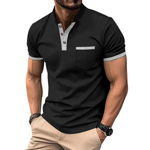Camiseta de Verano 2026 para Hombre, Manga Corta, Lisa, Estilo Polo con Botones, Color Sólido, Informal - Product Image 4
