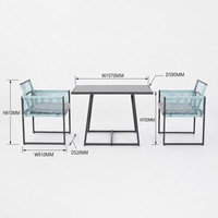 Ensemble de table et chaises de restaurant en rotin PE moderne Joye Leisure, pour l'extérieur, avec plateau en verre, pour hôtel et villa
