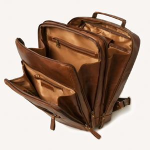 Mochila para Portátil de Cuero Genuino, Estilo Vintage, Unisex, Suave, Grande, Resistente al Agua, con Cierre de Cremallera, Duradera, Arqueada - Product Image 5