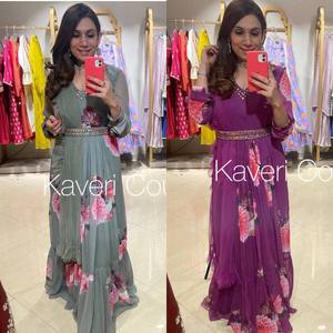 Exclusivo tradicional señoras elegante indio pakistaní Salwar traje estilo Anarkali vestido hasta el suelo Ropa Étnica India para mujeres - Product Image 2