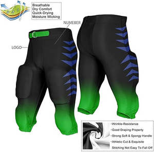 Pantalon de football élégant avec un design dynamique dégradé vert et noir, taille ajustable, équipement de performance durable et protecteur - Product Image 5