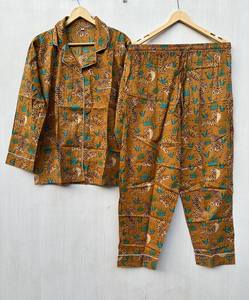 Tiger Printed Soft Cotton <b>Pajama</b> Set Long Night Suit <b>for</b> Adults Plus Size Casual PJ Style <b>for</b> Bridal Parties <b>Summer</b> Sleepwear - Product Image 4