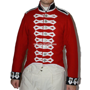 100% lana napoleónica última tela Puffer Uniforme de Invierno abrigos de doble botonadura en Color rojo - Product Image 2