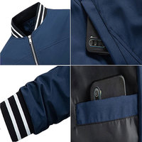 Blouson Bomber Homme Hiver Personnalisable Léger en Mélange de Laine et Toile, Coupe-Vent Décontracté d'Extérieur avec Col Montant et Revêtement Frontal