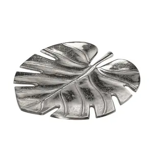 Lea Shaped Silver Plated Metal Serving Trays For Cafes Hotels And Beach With Customized Sizes And Colors