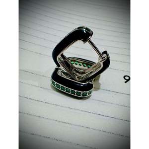 SILVERINGS ต่างหูประดับพลอยเงินแท้ 925 ทรงเหลี่ยมมรกต เพชรโทแพซ รูปทรงเรขาคณิต ชุบทอง 18K สุดฮิต - Product Image 2