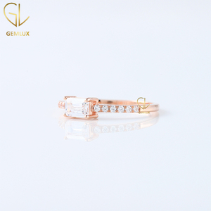 แหวนหมั้นเพชรโมอีสต์สีเงินตะวันตก925ดูสง่างามสำหรับผู้หญิงแหวนหมั้นพร้อมเน้นครึ่งส่วน - Product Image 6