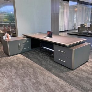 Bureau de direction moderne en L avec panneau en bois, table de PDG, poste de travail informatique de luxe, extension de mobilier de bureau - Product Image 4