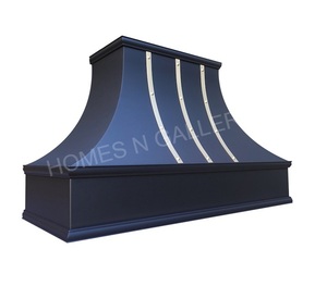 Meilleures ventes : Hotte de cuisine en cuivre et laiton, rivets décoratifs, finition brossée bleu marine foncé, haute qualité - Product Image 4