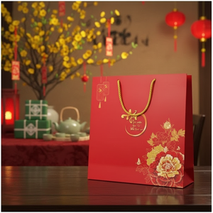 Sacs en papier d'art biodégradables recyclables écologiques du Vietnam impression UV personnalisée pour la décoration de cadeau de vacances du Nouvel An lunaire - Product Image 5