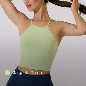 Haut court de yoga à col haut rembourré pour femmes, soutien-gorge de sport rembourré, débardeur d'entraînement, chemise de sport sans manches pour le fitness. - Product Image 5