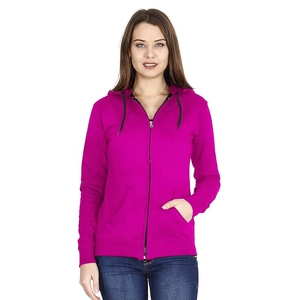 Sweatshirts à capuche et sweatshirts pour femmes 100% coton surdimensionnés et confortables axés sur l'exportation Sweats à capuche personnalisés de couleur unie à fermeture éclair complète - Product Image 1