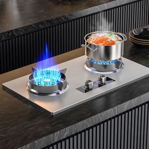 Table de cuisson à gaz encastrable double brûleur en acier inoxydable à commande tactile, haute performance thermique, classe énergétique domestique disponible - Product Image 3