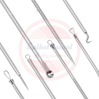 Kit professionnel de 4 outils en acier inoxydable pour l'élimination des points noirs avec aiguilles anti-acné et extracteurs de boutons, technologie d'aspiration, prise US