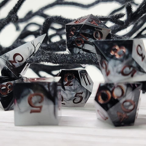 Custom Handmade Polyhedral Resin Dice | Sharp Edge RPG Dice Set for Dungeons & Dragons Tabletop <b>Games</b> - Product Image 5