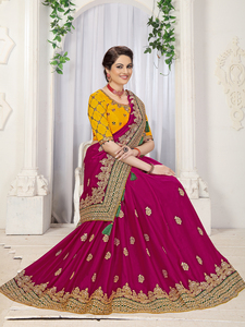 Trendmalls Mujer Limón Satén Bordado Saree Blusa sin costuras Pieza () Fiesta Estilo Boda Ocasión Precio al por mayor - Product Image 2