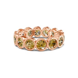 แหวนเพชรทรงกลมสีเหลืองเลมอนแบบ Eternity ขอบทองคำแท้ 14K น้ำหนักรวม 1.00 กะรัต เพชรเลี้ยงในห้องปฏิบัติการ สีเหลืองเลมอน ความสะอาดระดับ VS จำนวน 20 เม็ด - Product Image 3