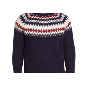 Pull en laine mérinos pour homme Bloomingdale's, motif Fair Isle, bleu tendance, avec logo imprimé, tricot fin pour le printemps et l'automne - Product Image 5