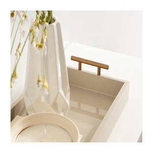 Bandeja de madera Rectangular con mango de metal, fabricante al por mayor - Product Image 4