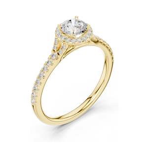 Bague de fiançailles halo avec diamant de laboratoire rond brillant de 1,124 carats, clarté VVS-VS EF, or 18 carats, 14 carats, 10 carats et argent 925, moissanite - Product Image 4