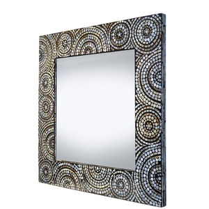 Offre Spéciale cadre décoratif tissé à la main de miroir de mur de coquille de Capiz durable avec le rotin en bambou en bois pour le style d'art de meubles de chambre à coucher - Product Image 1